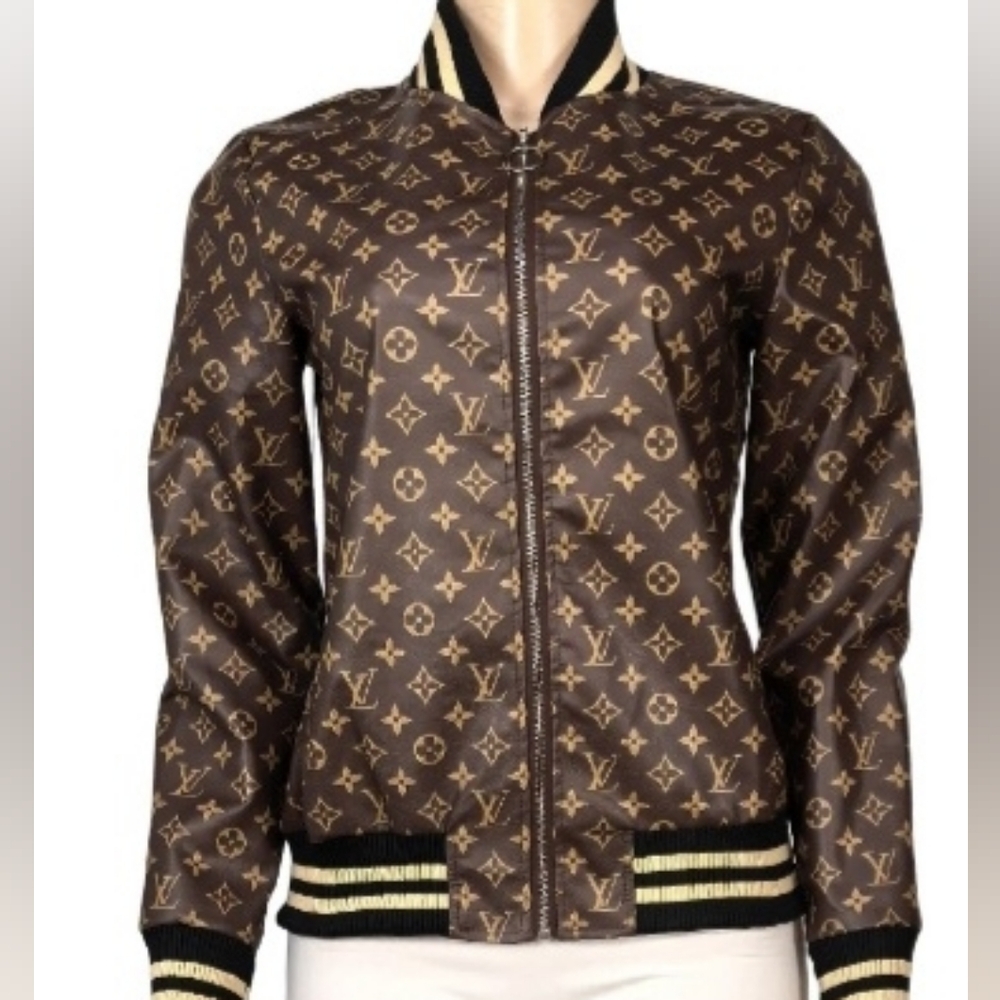Brown Designer Monogram Jacket - image 3
